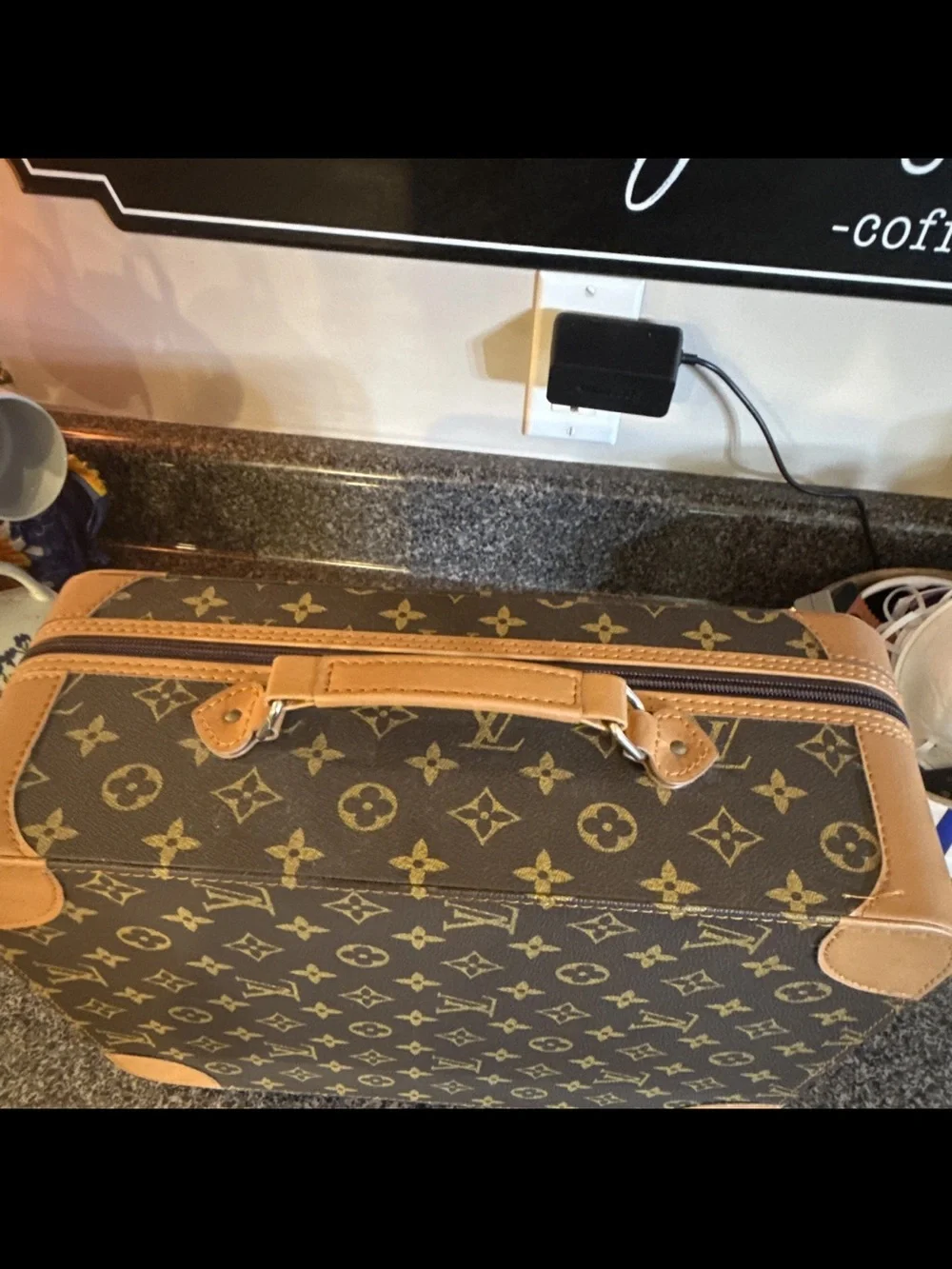 Off-Louis LV Air Jordan 1 High Top Sneakers Brown/Tan Monogram Lace-Up